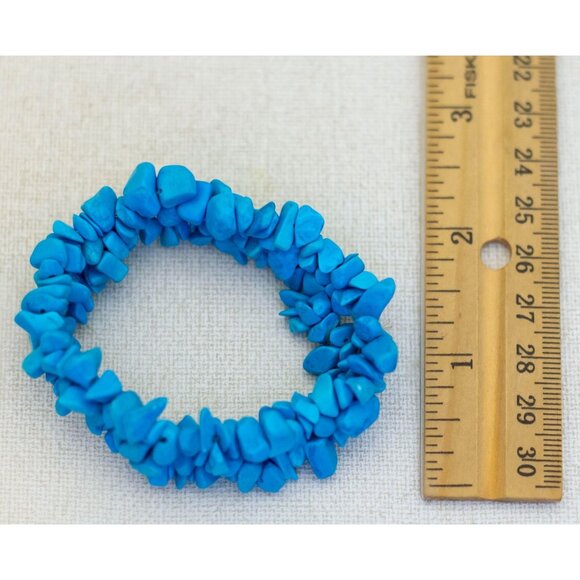 Vintage Turquoise Genuine Stone Bracelet 6 Inch - F1 - Picture 3 of 3